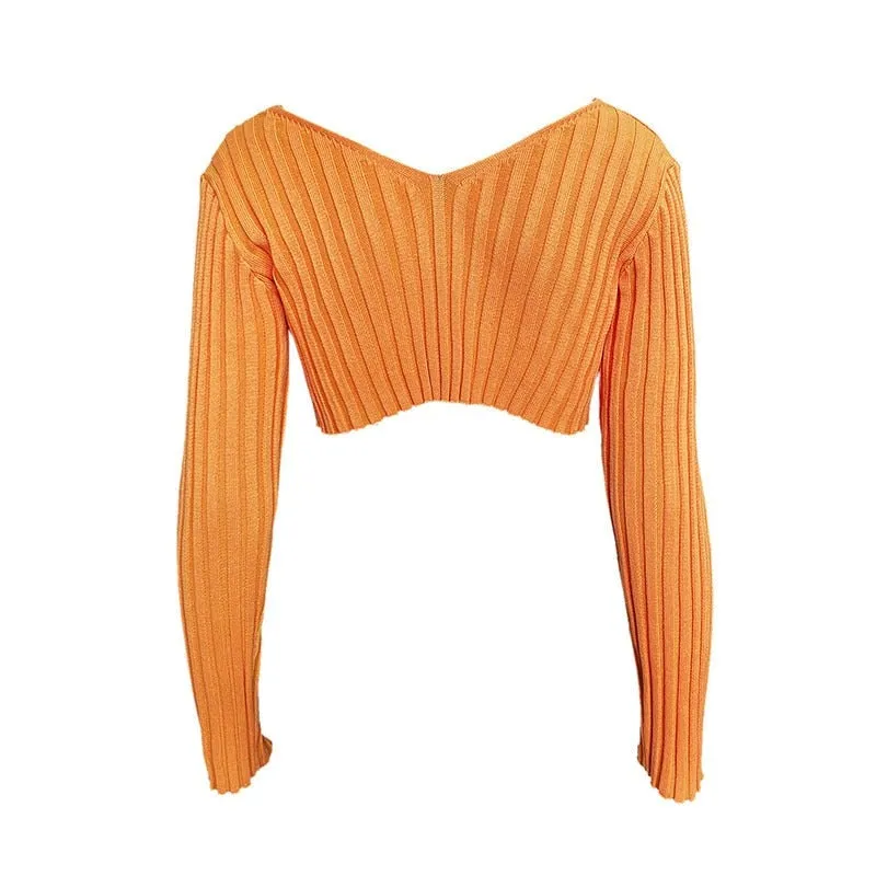 KNITTED CROP TOP CARDIGAN