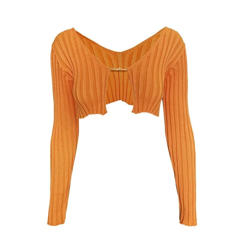 KNITTED CROP TOP CARDIGAN