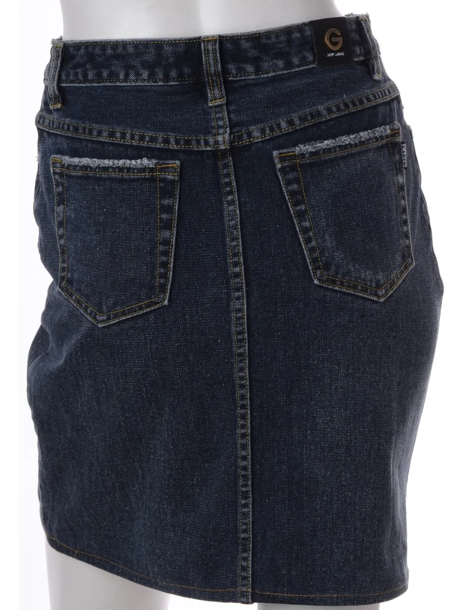 Label Short Black Denim Skirt