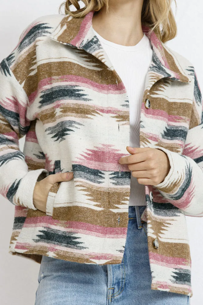Lapel Button Up Aztec Jacket Winter Outfits Coat