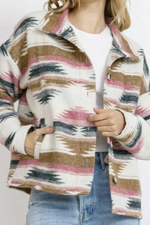 Lapel Button Up Aztec Jacket Winter Outfits Coat