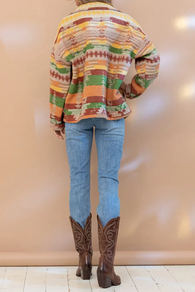 Lapel Button Up Aztec Jacket Winter Outfits Coat