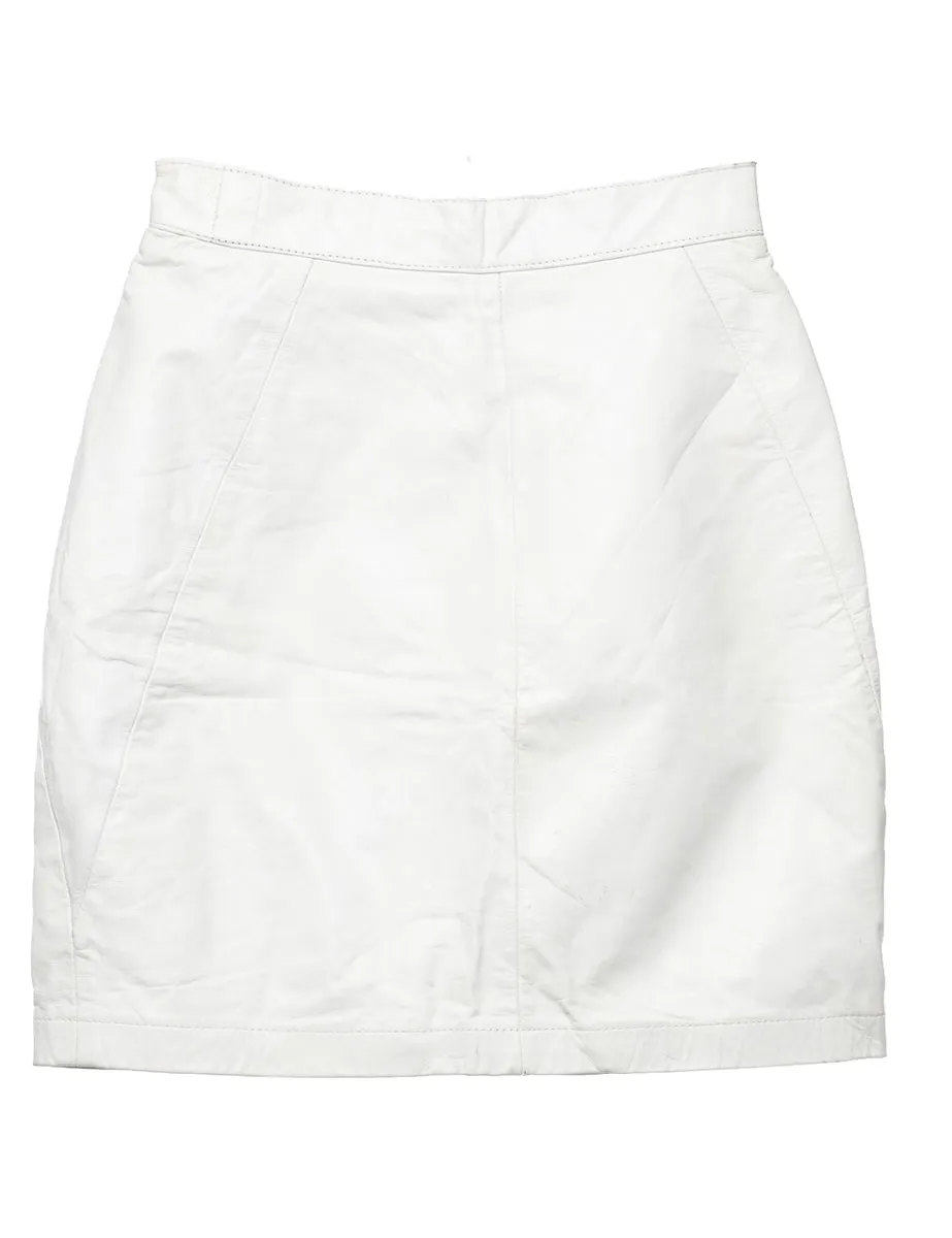 Leather White Pencil Skirt - S