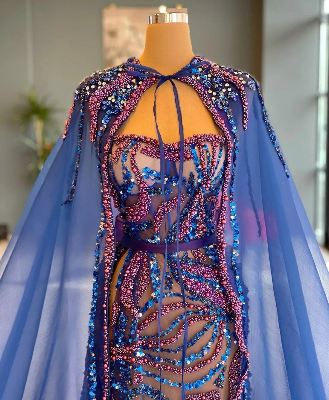 Lillie Beautiful Blue Evening Dress