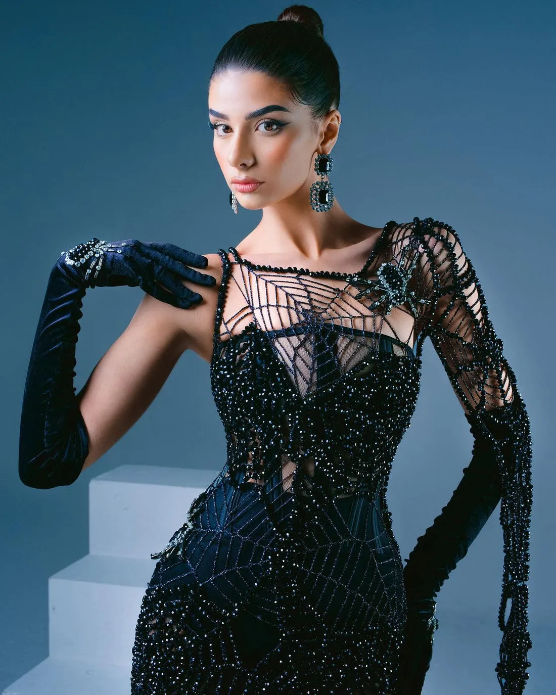 Lilly Black Spider Evening Dress