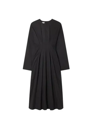 LONG SLEEVE CINCHED MIDI DRESS