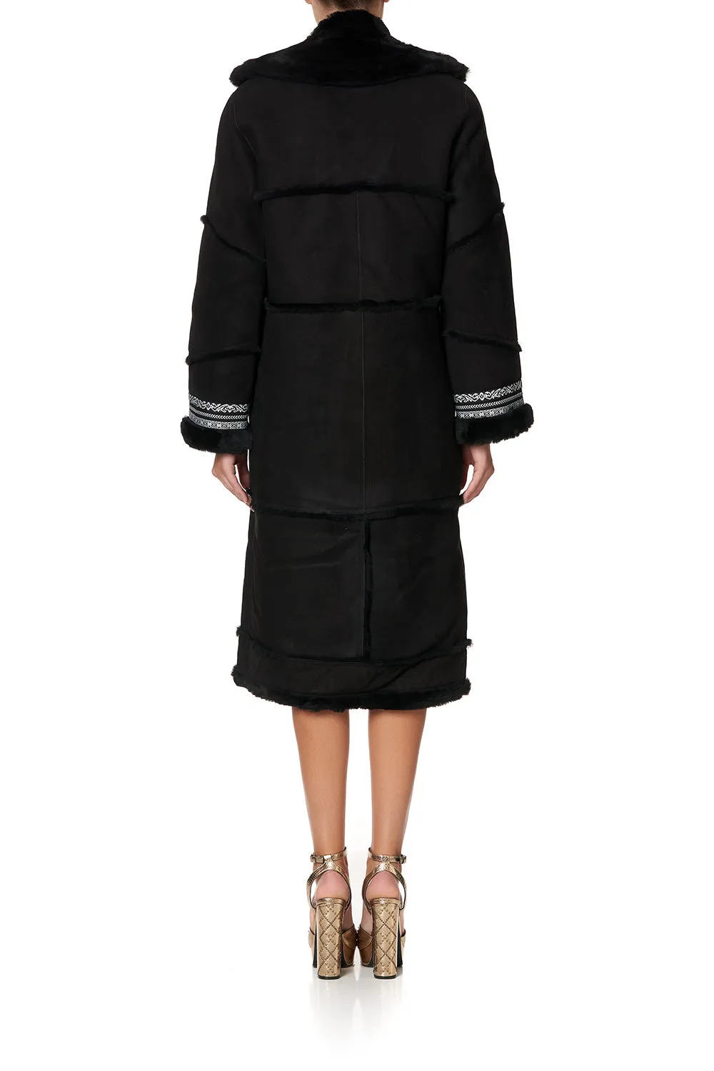 LONG SUEDE SHEARLING COAT MIRROR MIRROR