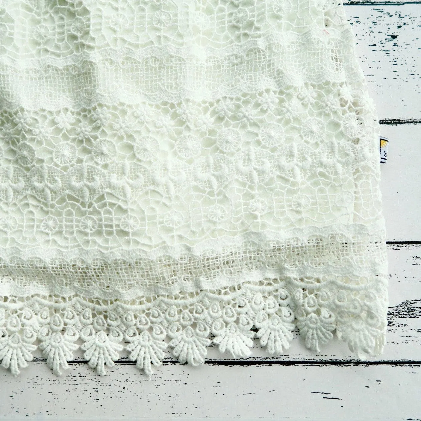 Magnolia Christening Set in Elegant Pattern Stripes Lace