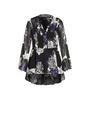 Maisie Epic Floral Top | Black / Azure Blue