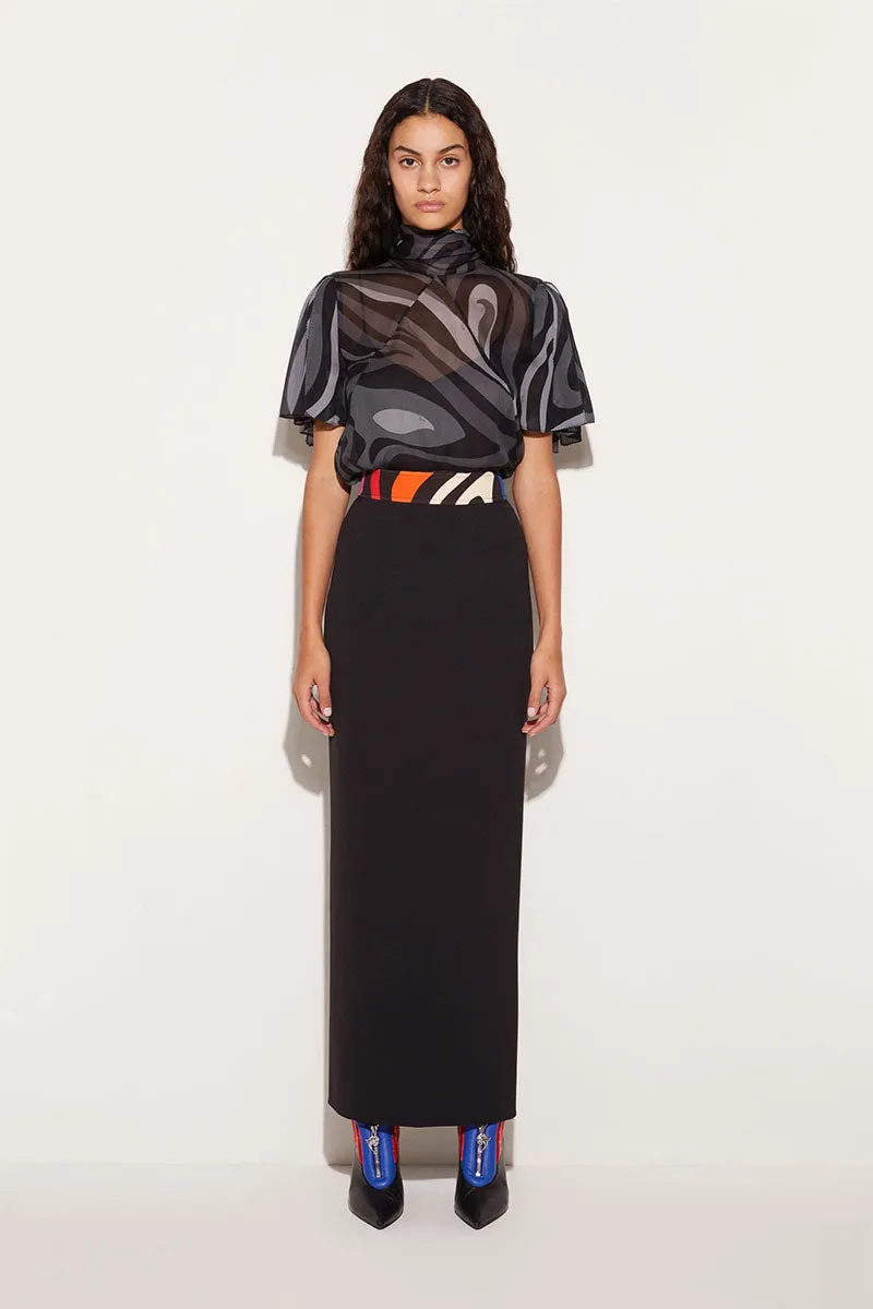 Marmo-Print Long Skirt