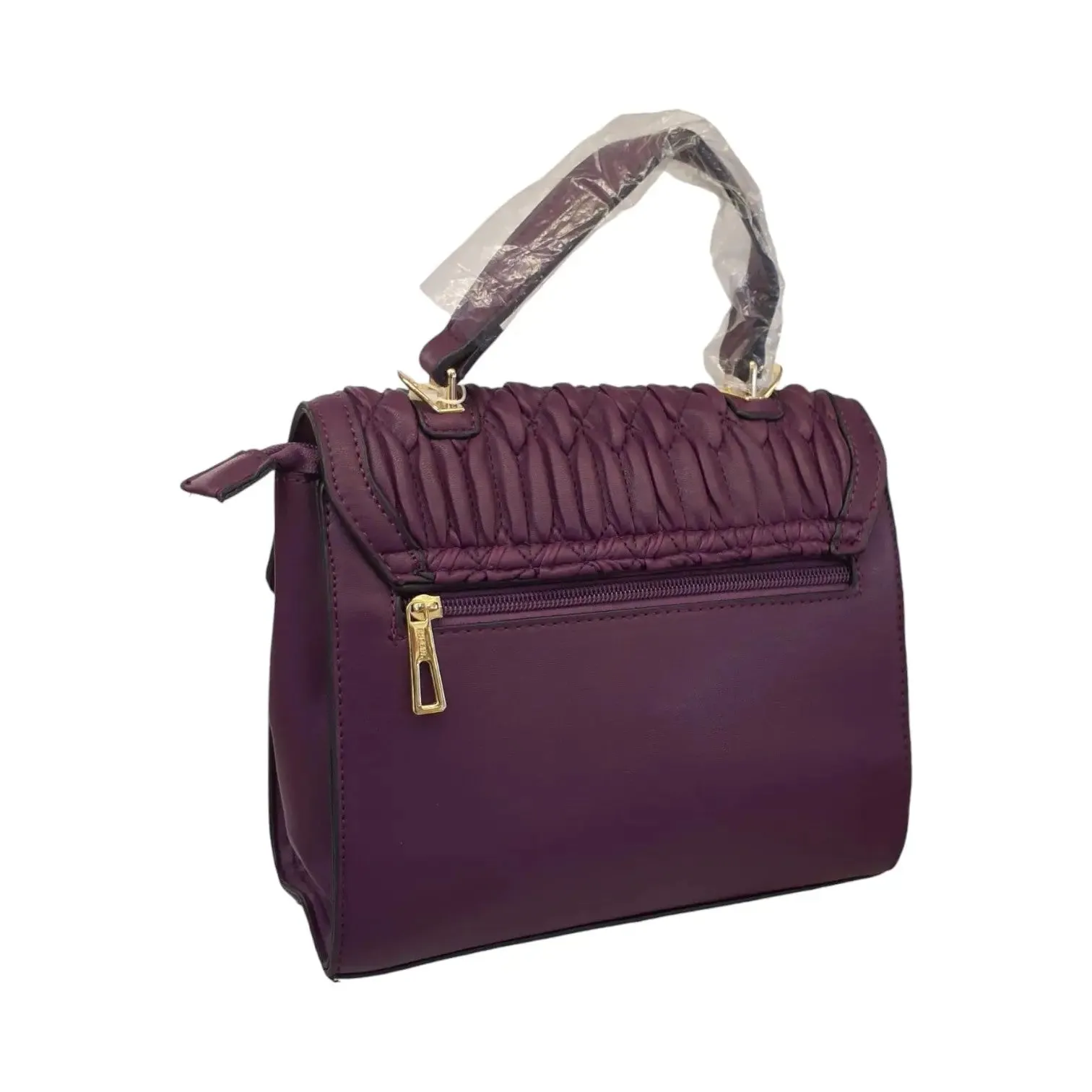 Maroon Quilted Leather Handbag