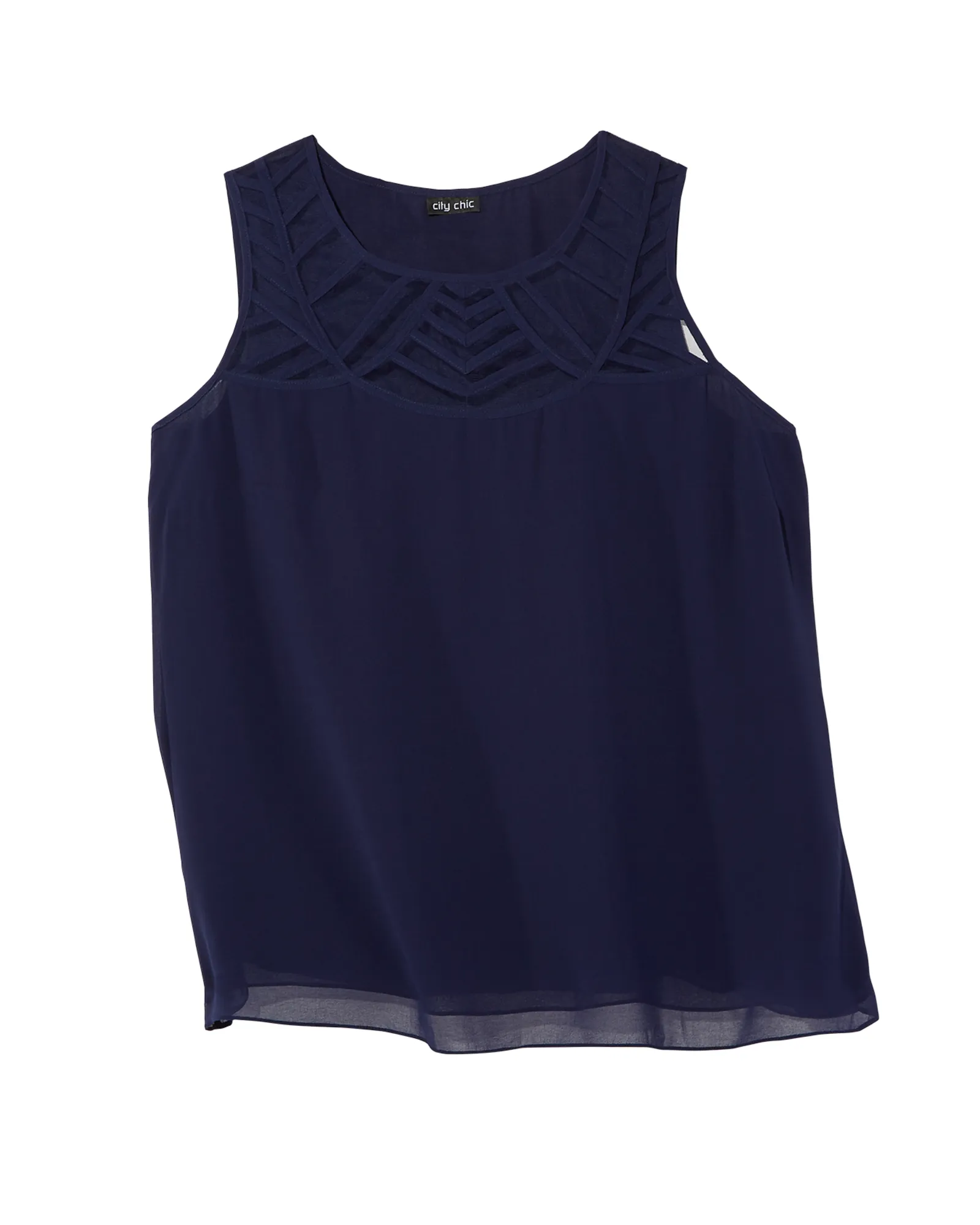 Maya Mesh Yoke Blouse | Navy