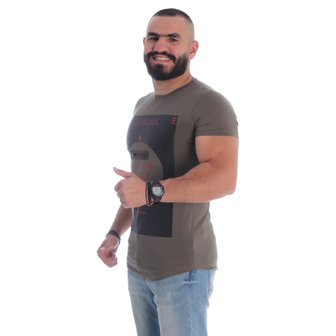 Men T-shirt- olive green / made in Turkey -3344