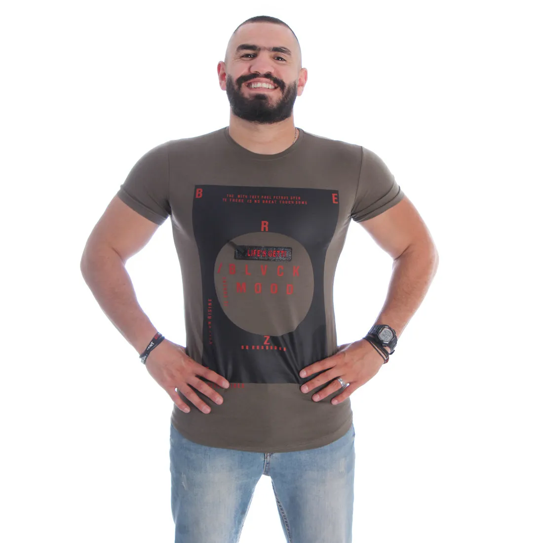Men T-shirt- olive green / made in Turkey -3344
