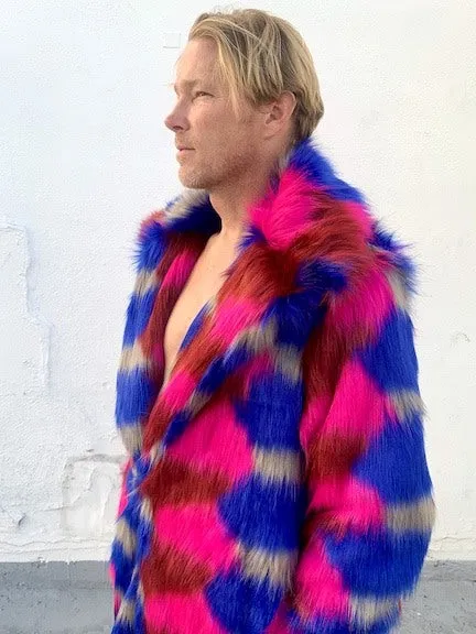 Men's Duke Coat in "Blue Gray Fuchsia"