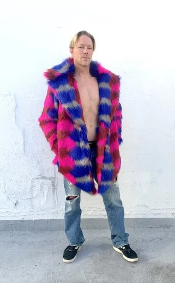 Men's Duke Coat in "Blue Gray Fuchsia"