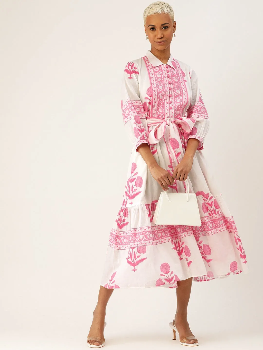 Mughal Print Dress | Blush Pink