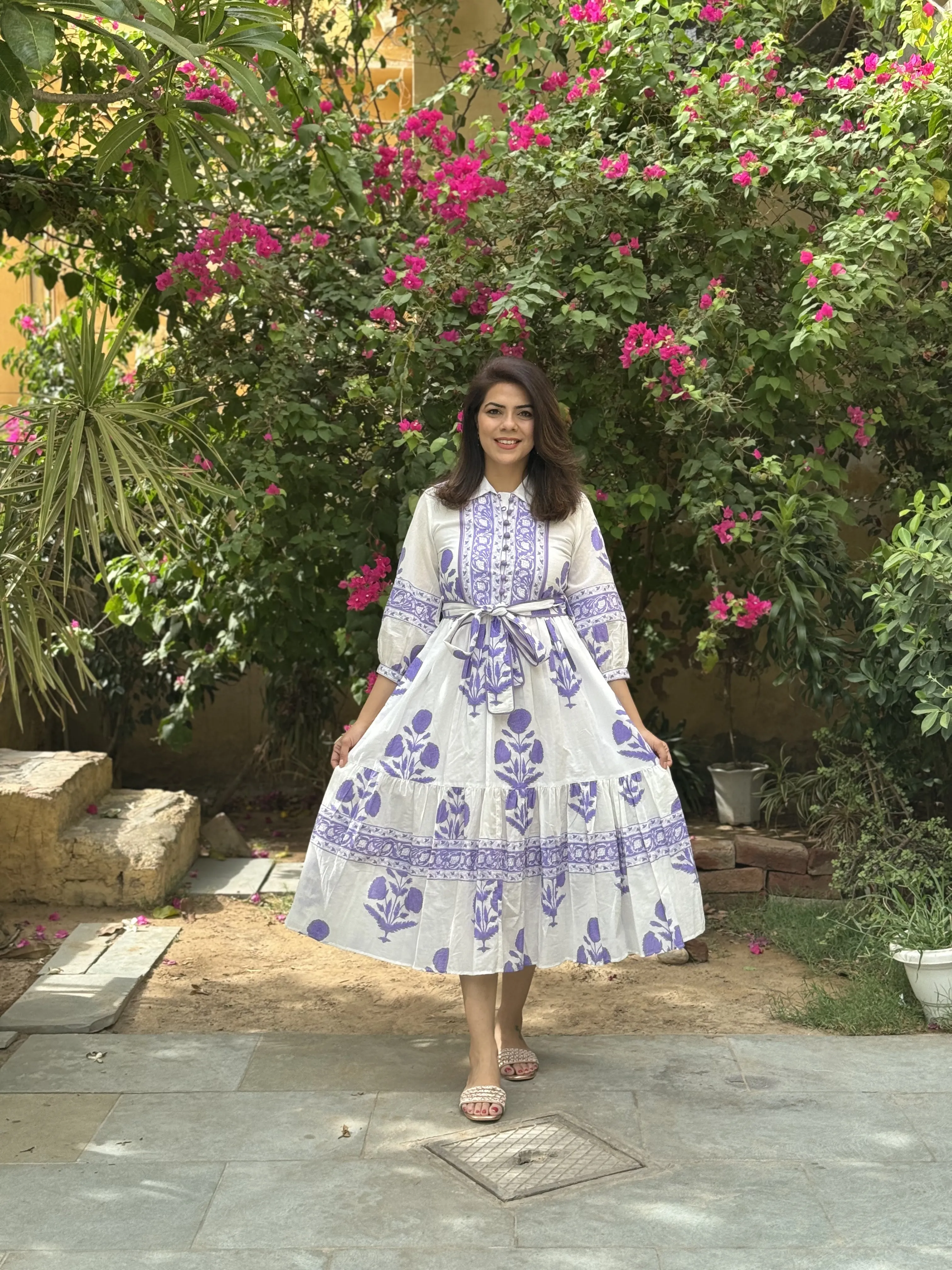 Mughal Print Dress | Lavender