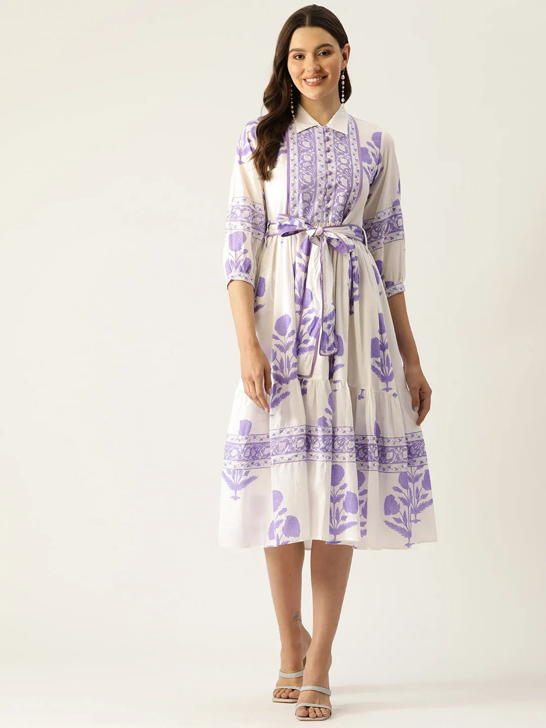 Mughal Print Dress | Lavender