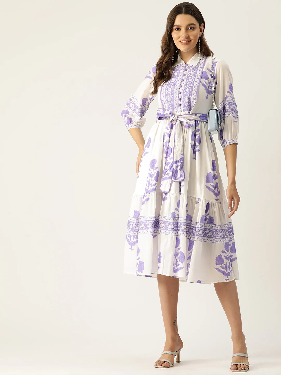 Mughal Print Dress | Lavender