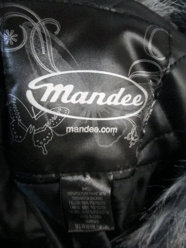NEW Womens MANDEE Faux Fur Leather Vegan Jacket Coat BLACK S