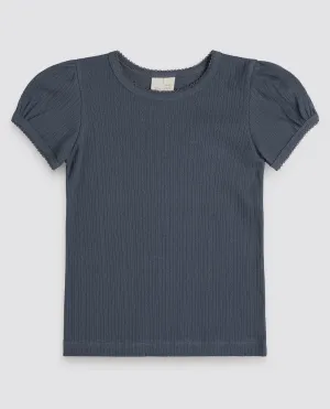 Organic Pointelle T-Shirt  || Storm Blue *LAST ONE 6-12M