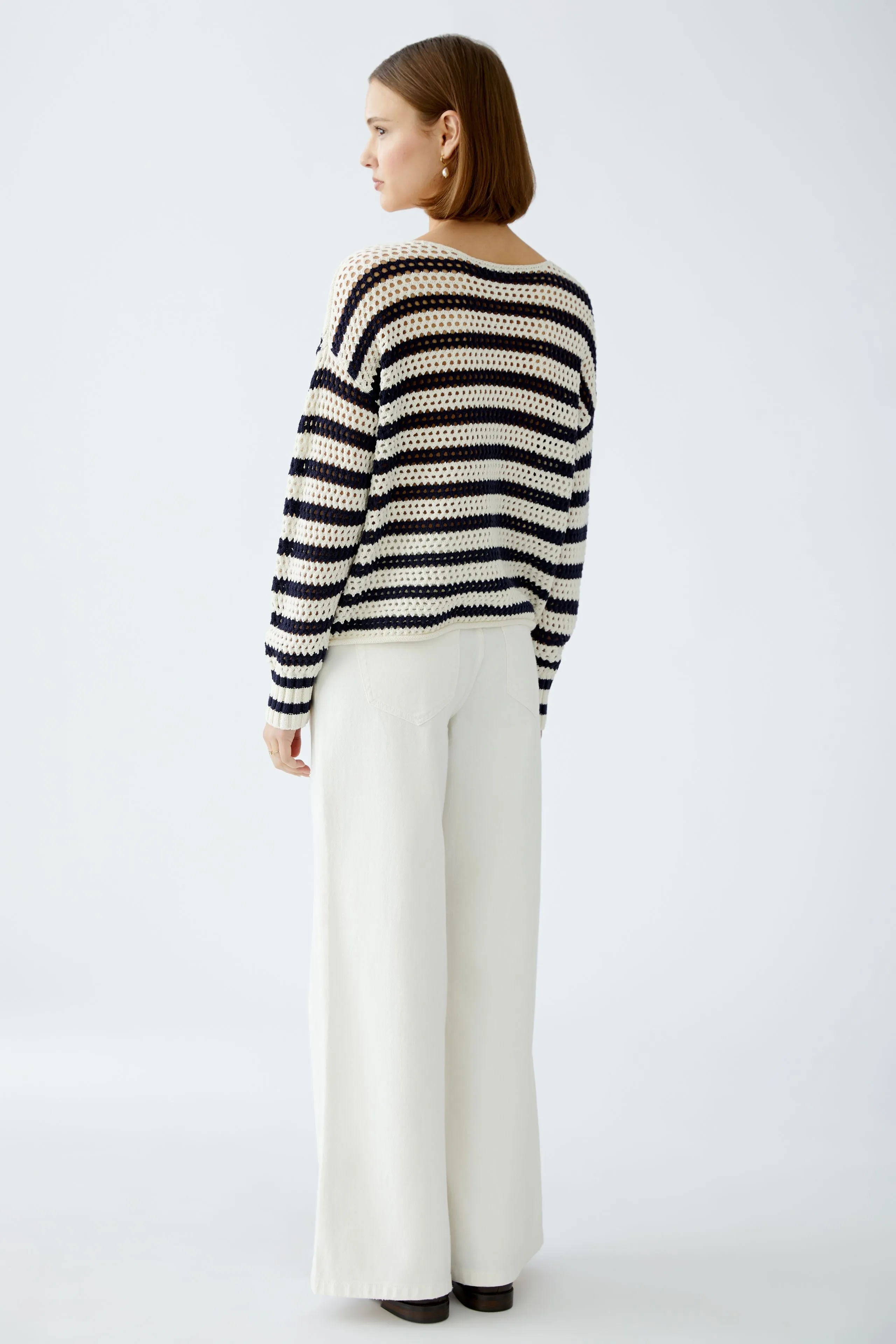 OUI White Blue Stripe Jumper