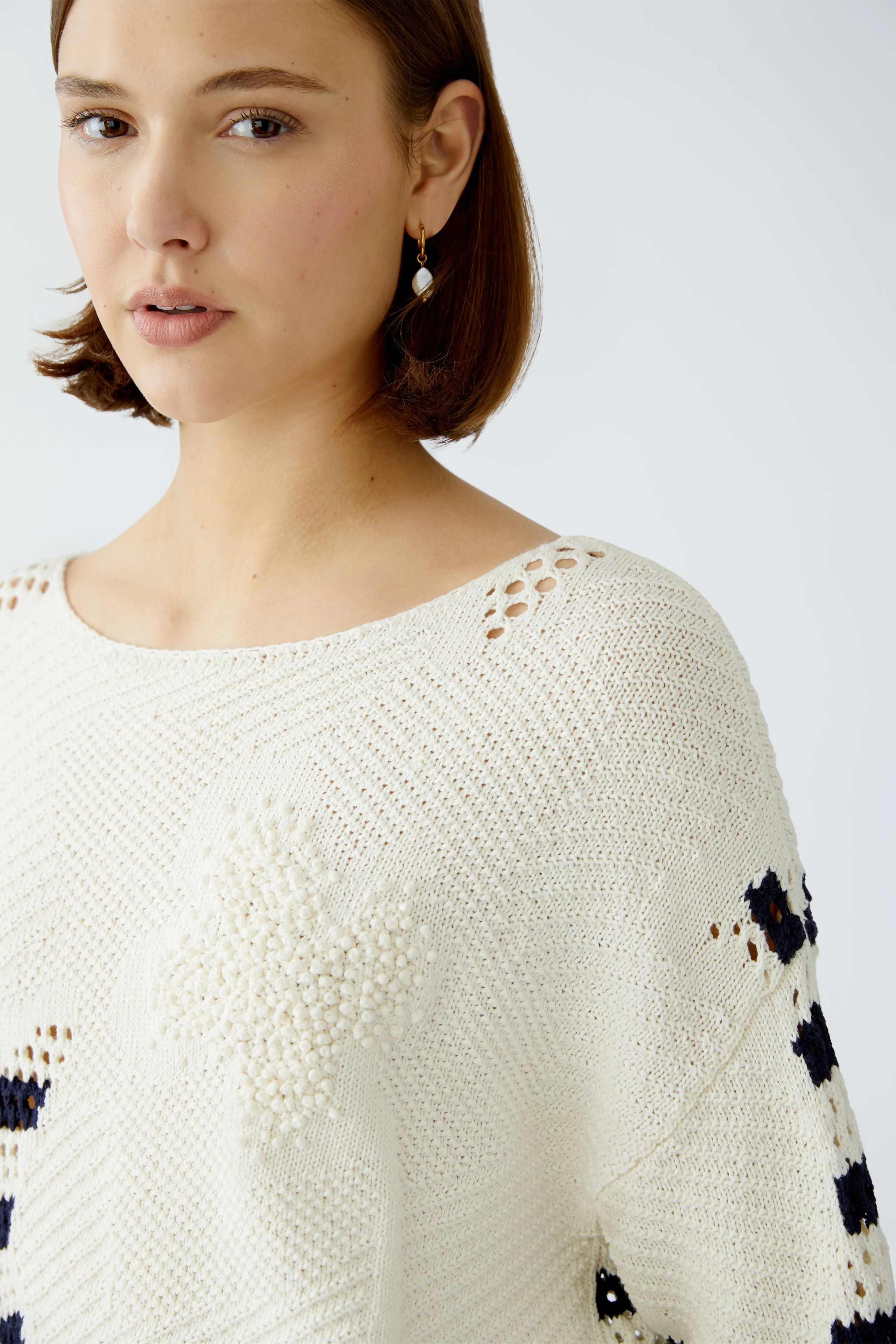 OUI White Blue Stripe Jumper