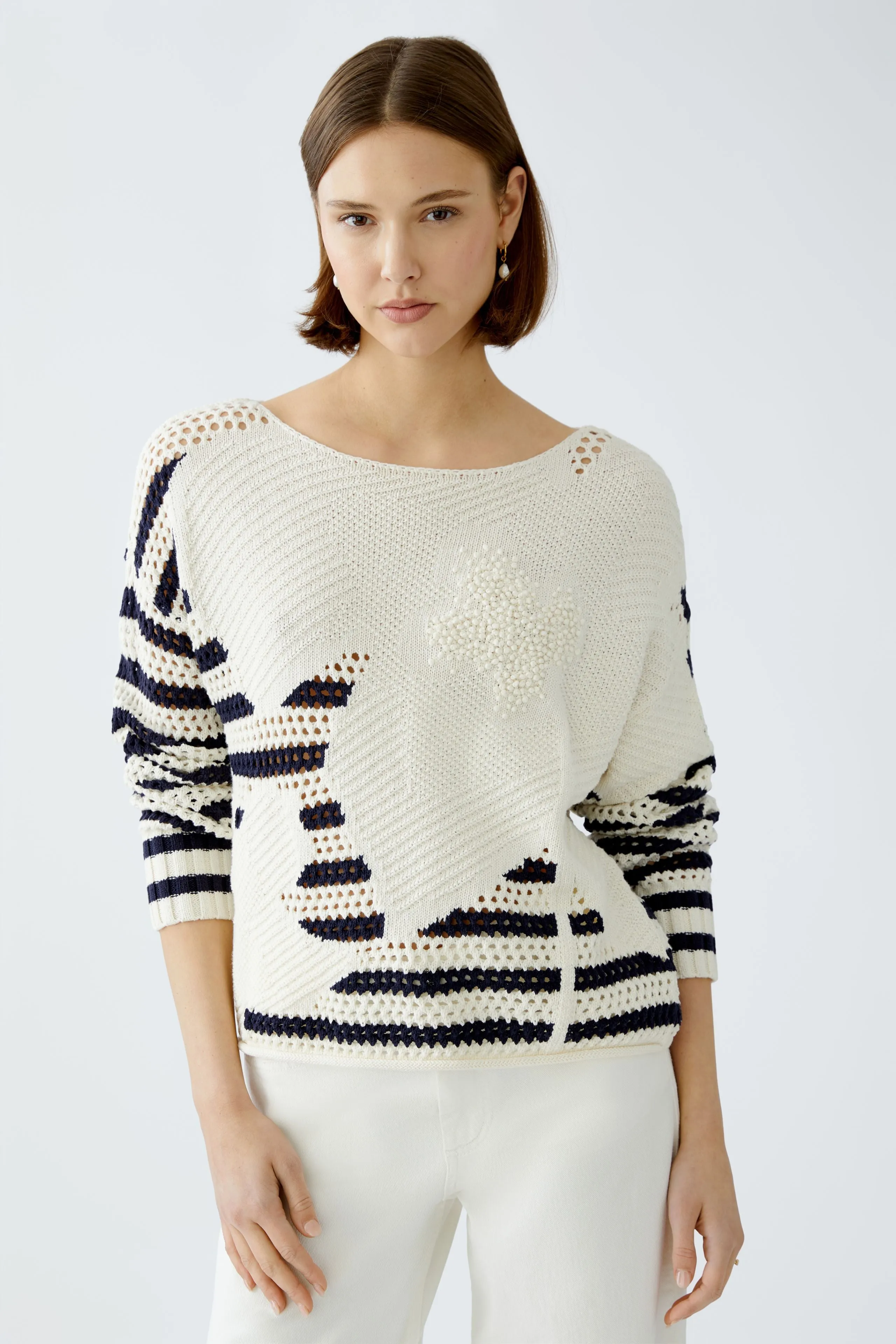 OUI White Blue Stripe Jumper