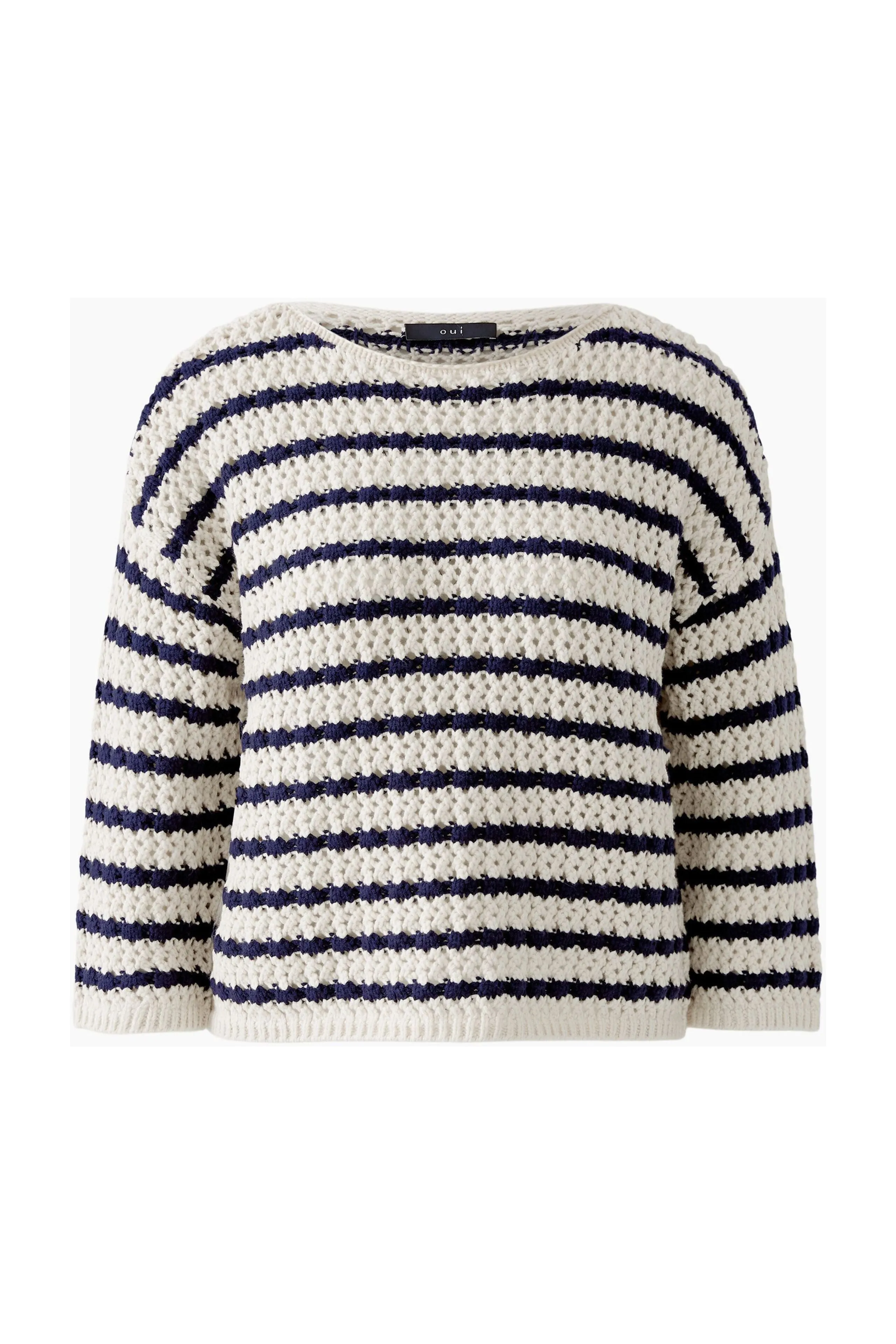 OUI White Blue Stripe Knitted Sweater