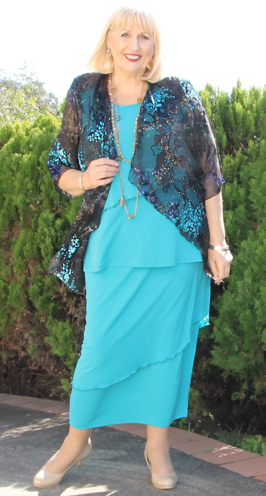 Overlay Pull-On Skirt Aqua