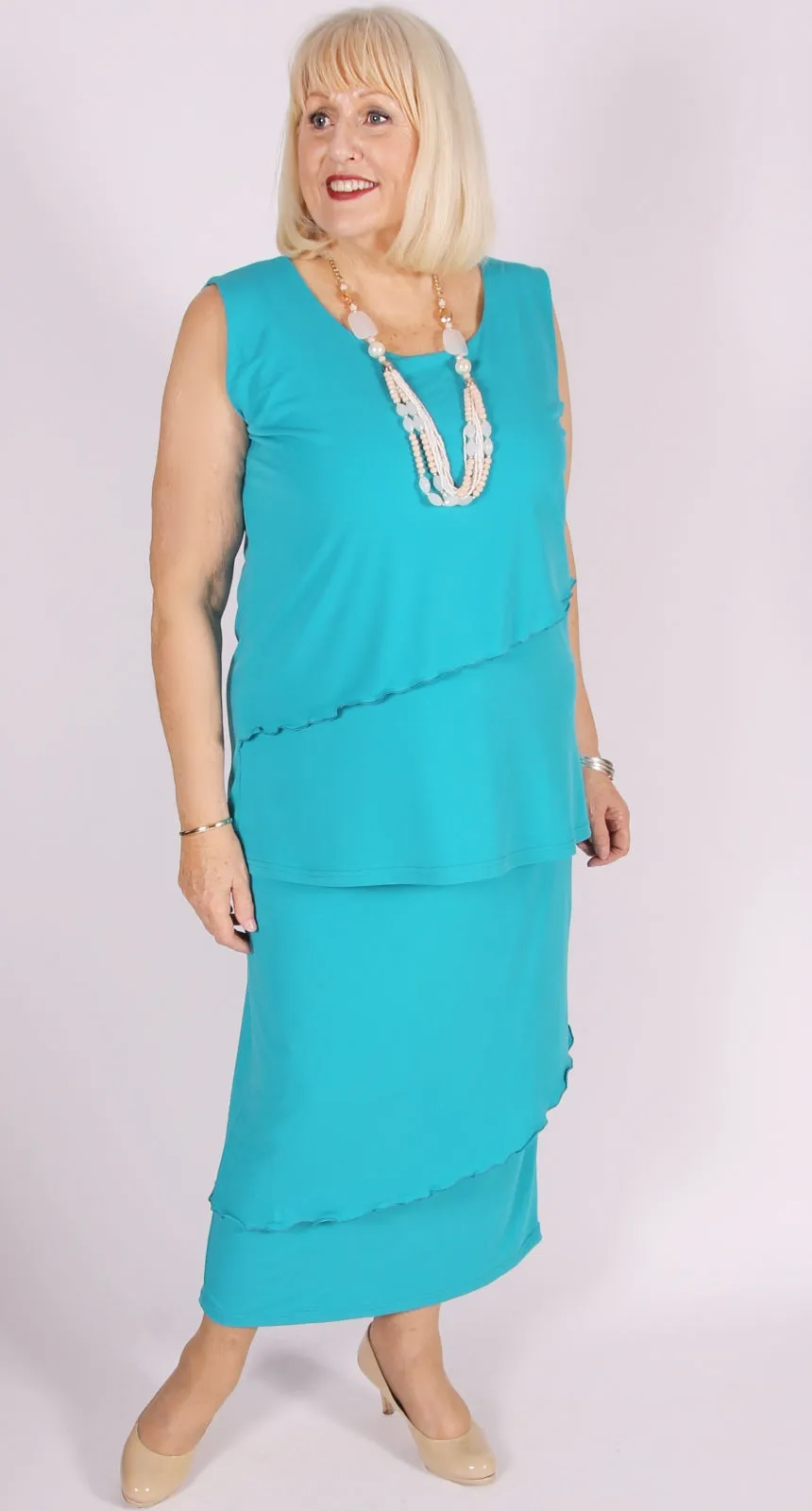 Overlay Pull-On Skirt Aqua