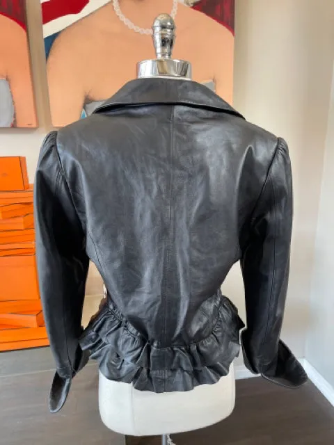 Pamela McCoy Sz S Black Leather Blazer Vintage
