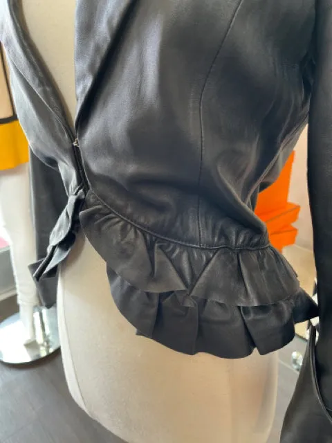 Pamela McCoy Sz S Black Leather Blazer Vintage