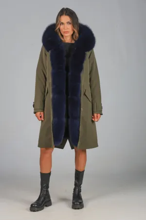 Parka in cotone tecnico impermeabile X-long blue