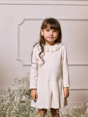 Patachou Ivory Knitted Lace collar dress