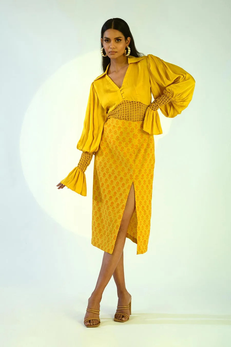 PENELOPE - Yellow Top & Skirt Co-Ord Set