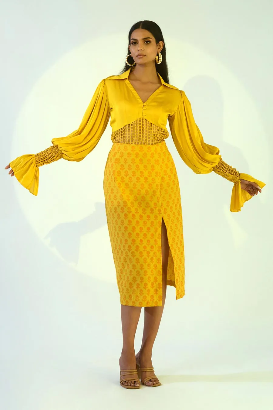 PENELOPE - Yellow Top & Skirt Co-Ord Set
