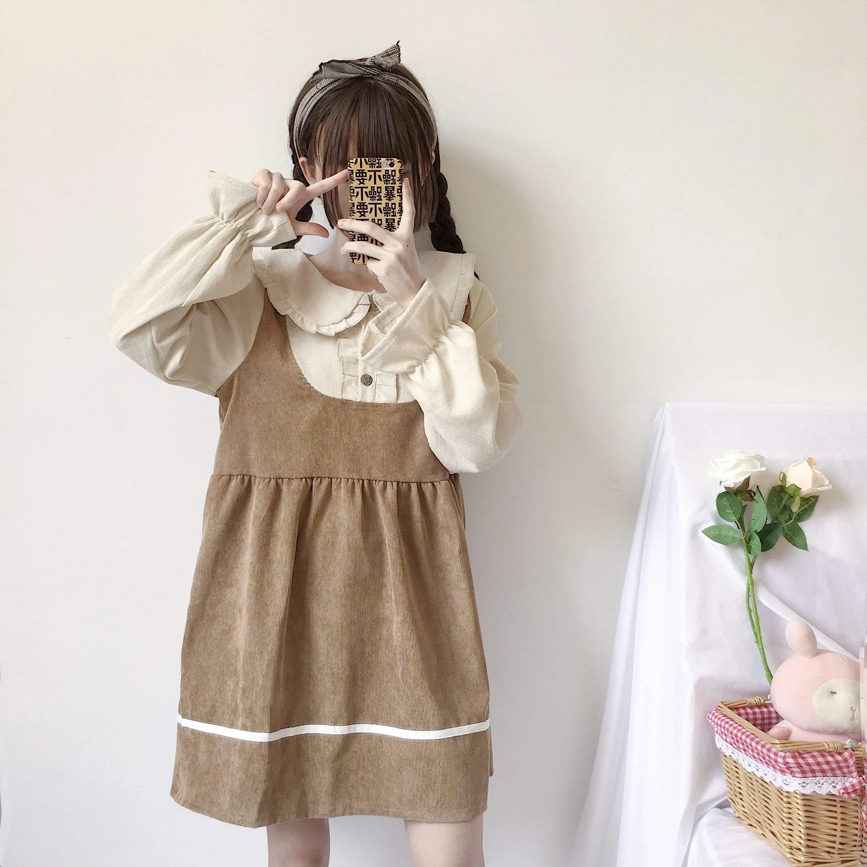 Peter Pan Collar Overall Dress