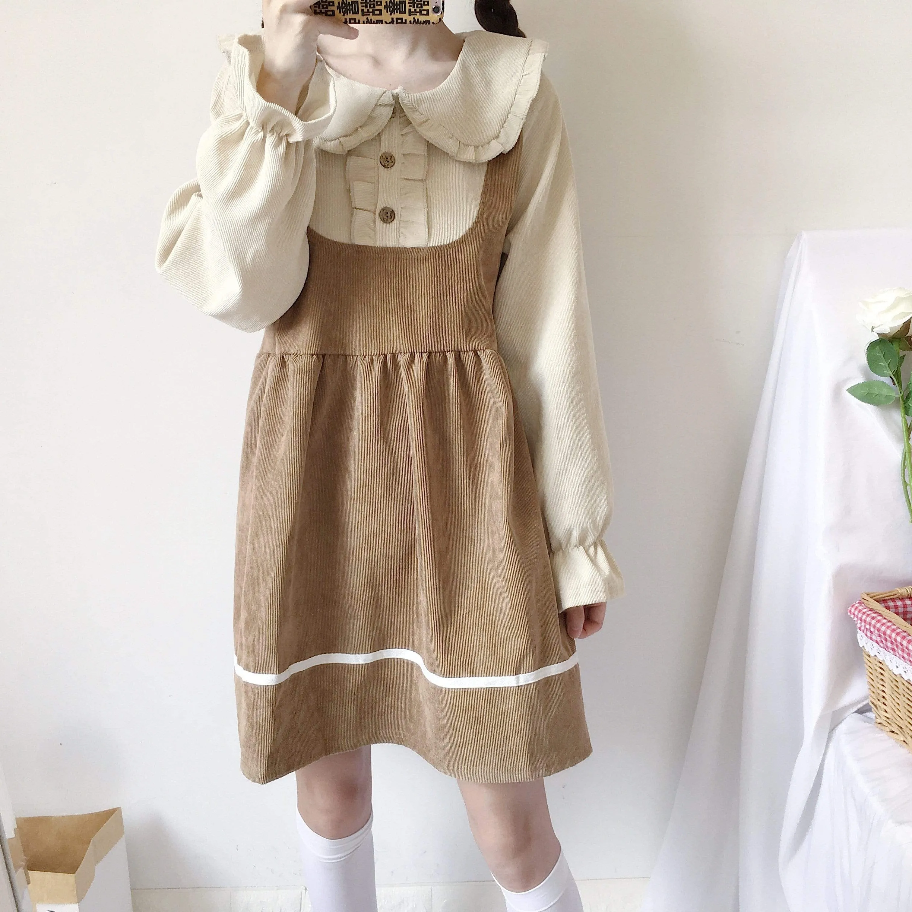 Peter Pan Collar Overall Dress