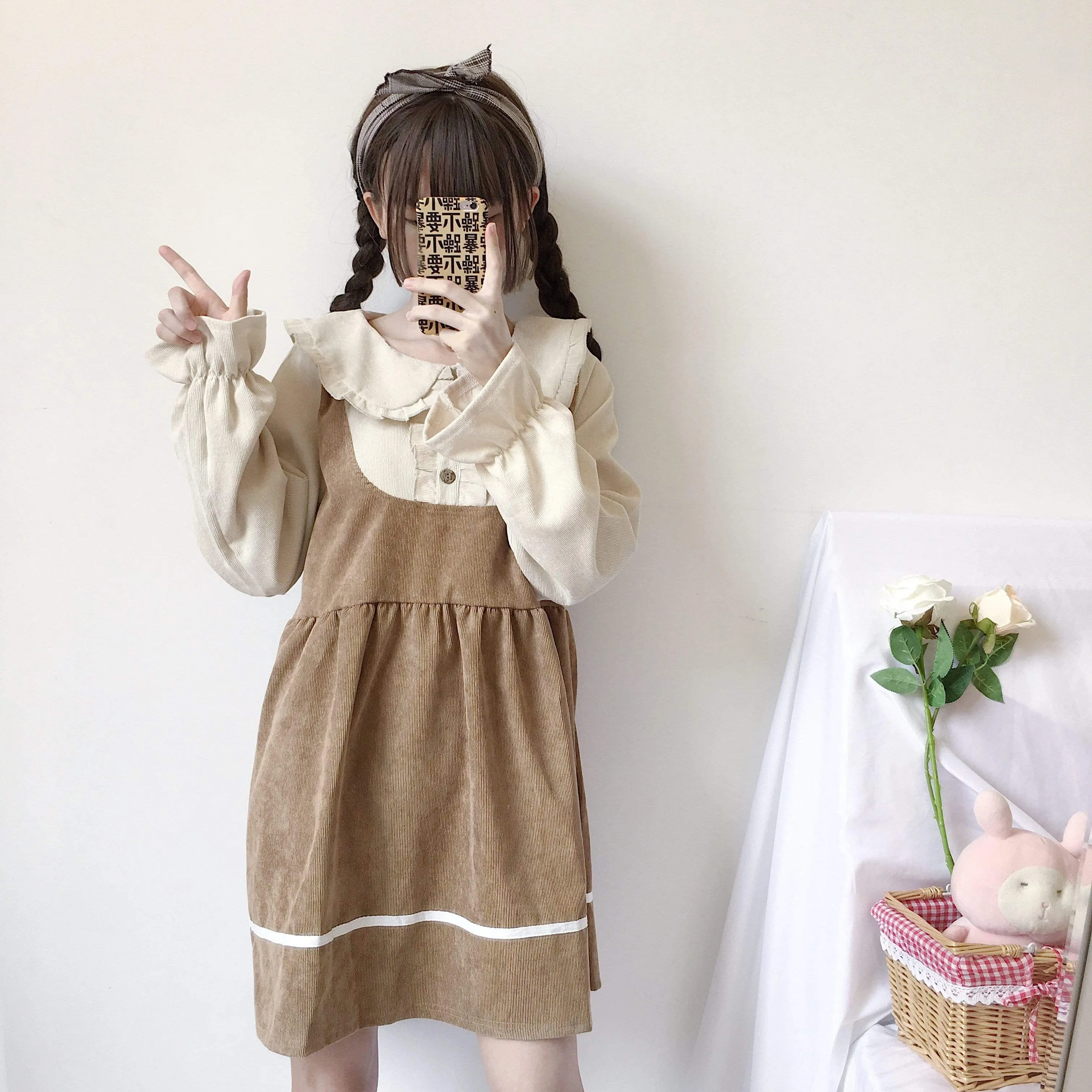 Peter Pan Collar Overall Dress