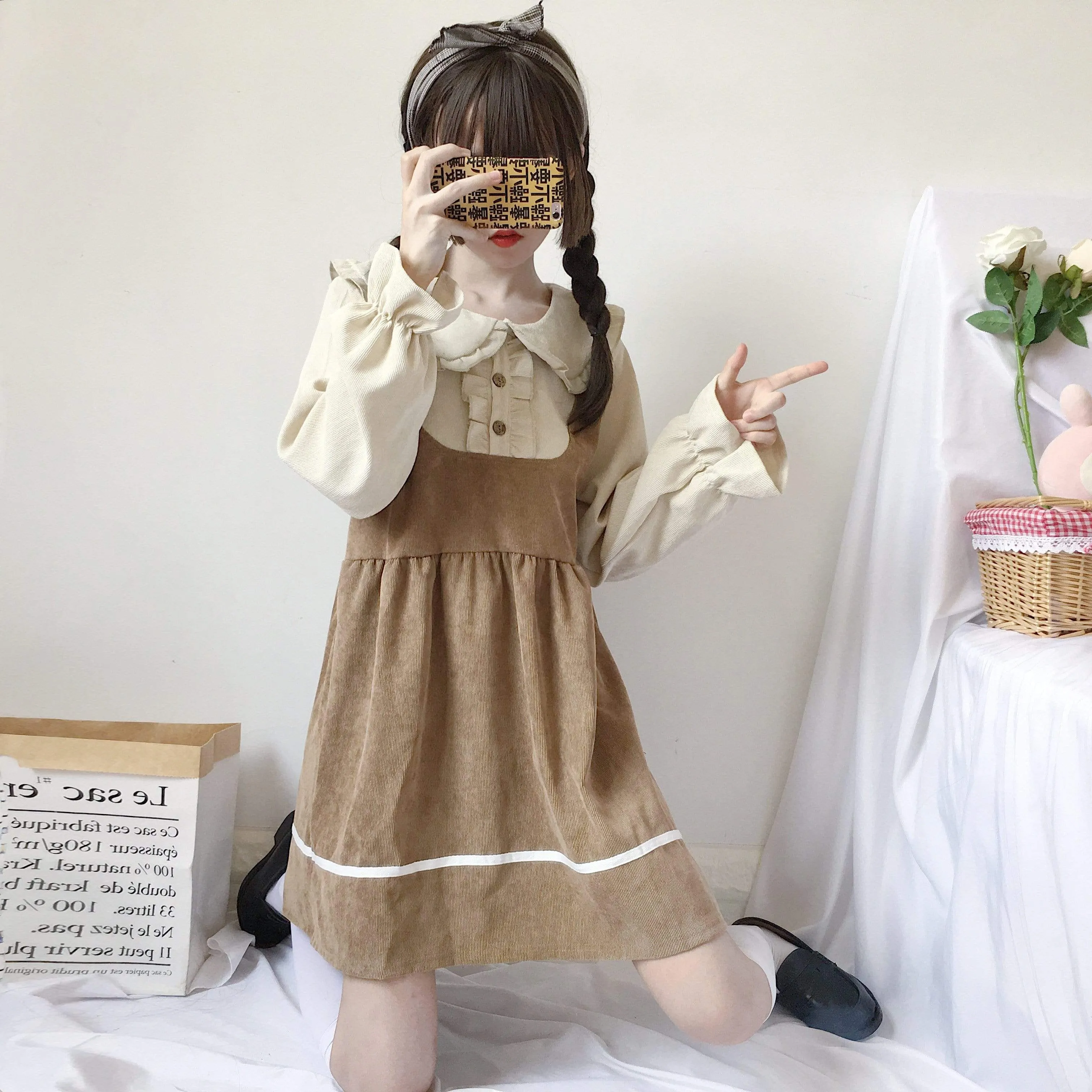 Peter Pan Collar Overall Dress