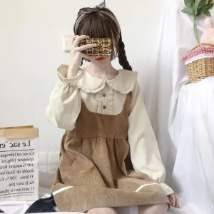 Peter Pan Collar Overall Dress