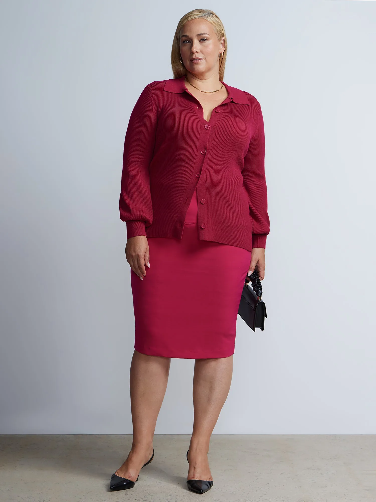 Plus Knit Midi Pencil Skirt