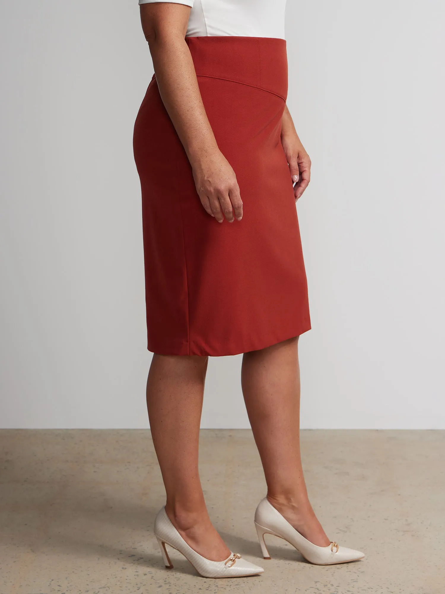 Plus Knit Midi Pencil Skirt