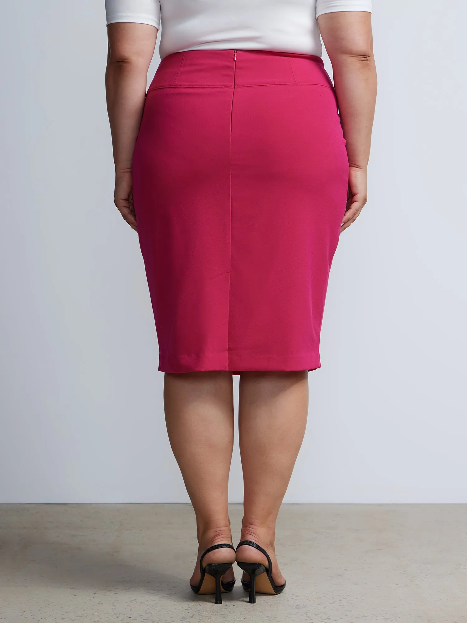 Plus Knit Midi Pencil Skirt