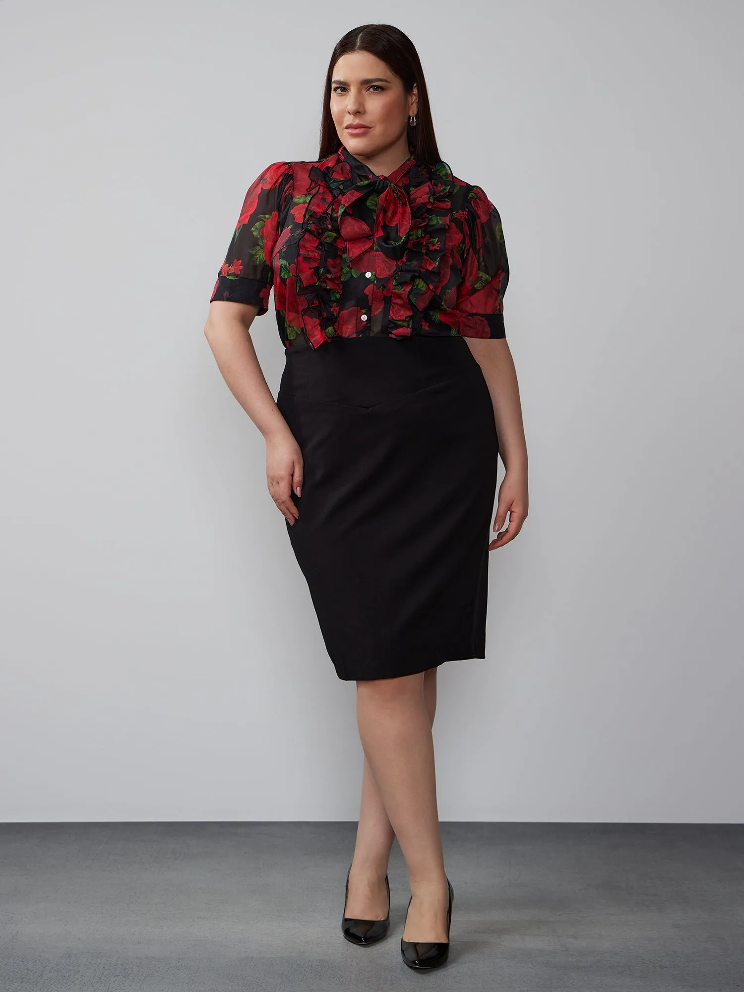 Plus Knit Midi Pencil Skirt