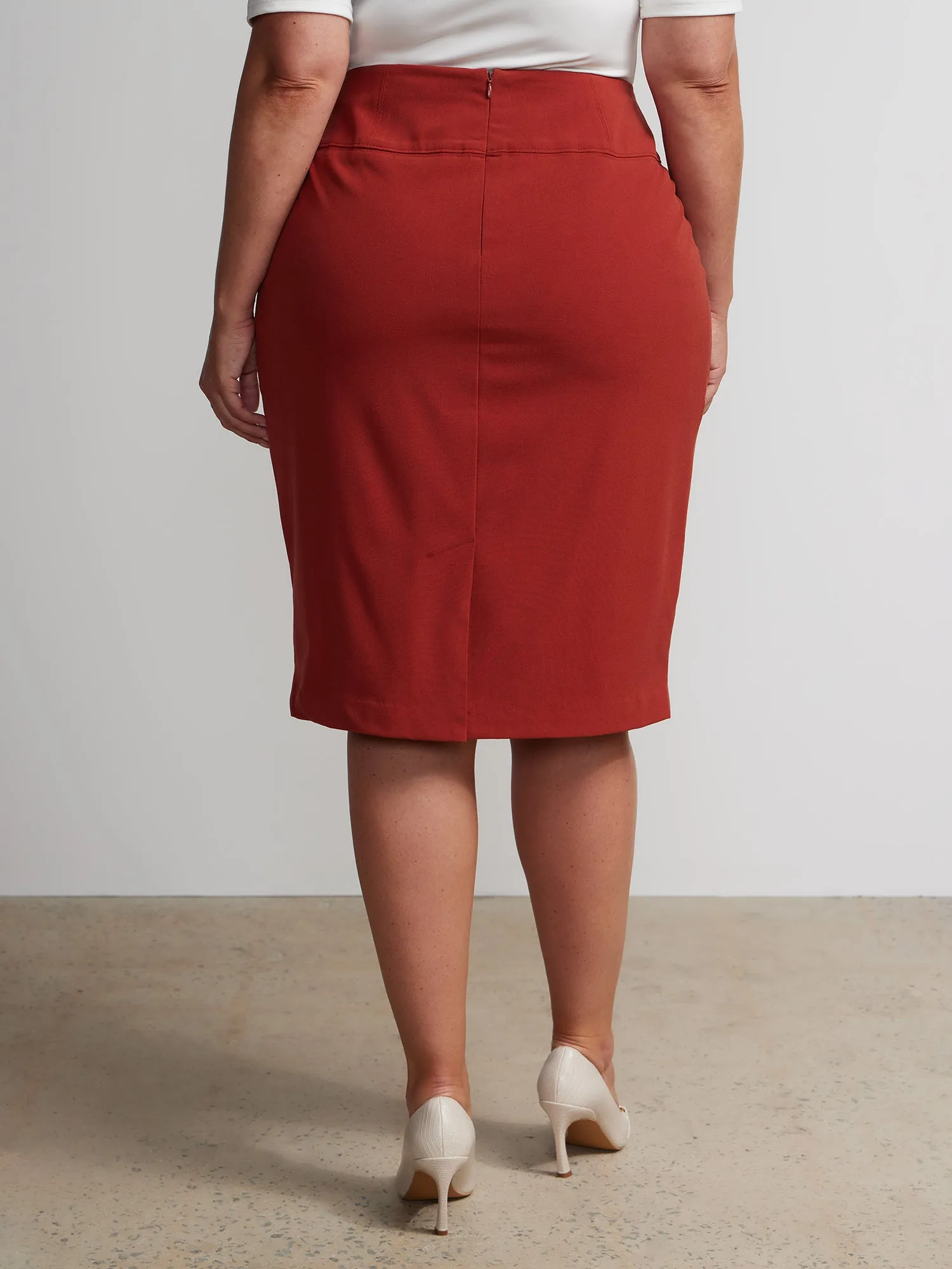 Plus Knit Midi Pencil Skirt