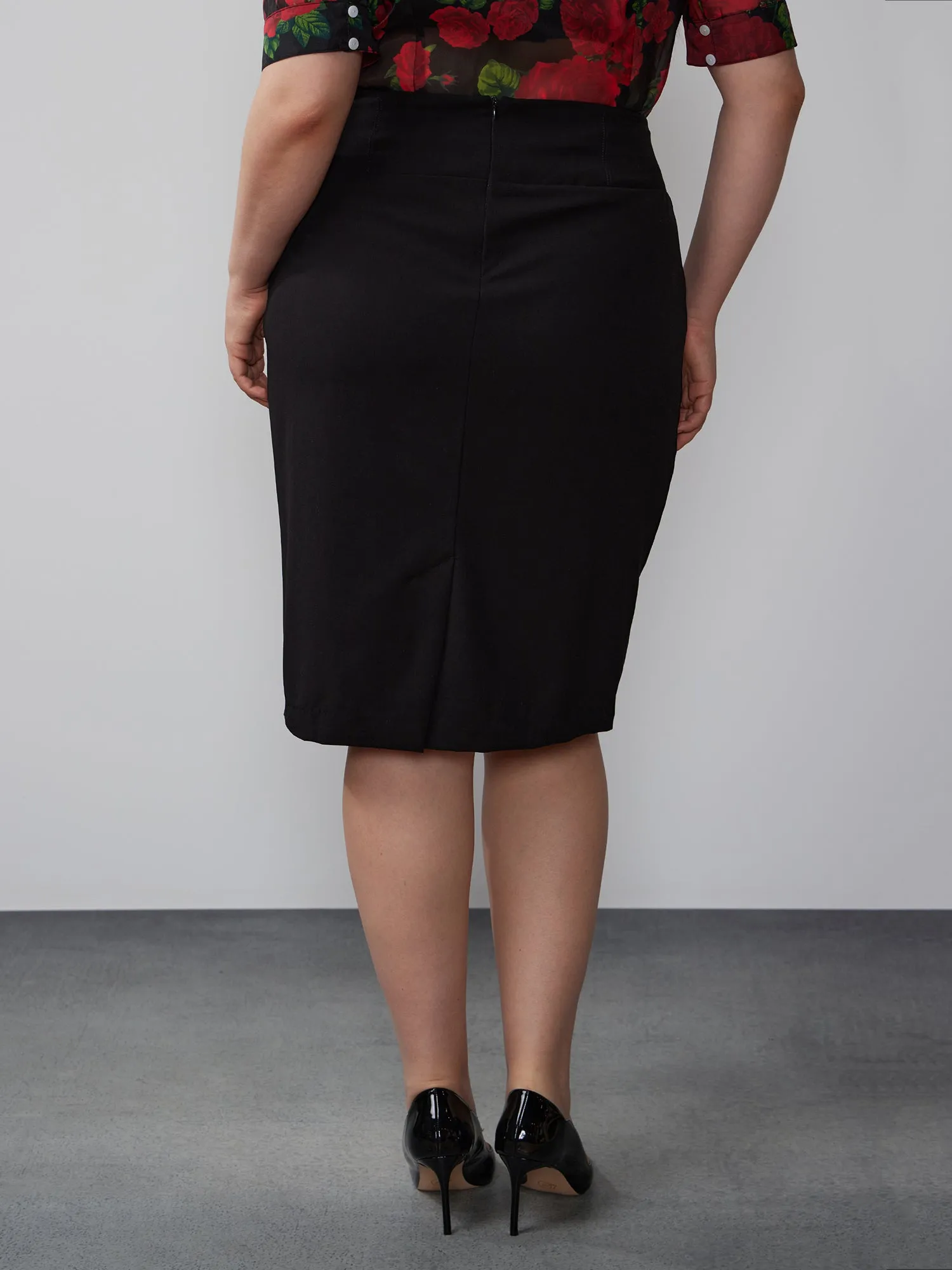 Plus Knit Midi Pencil Skirt