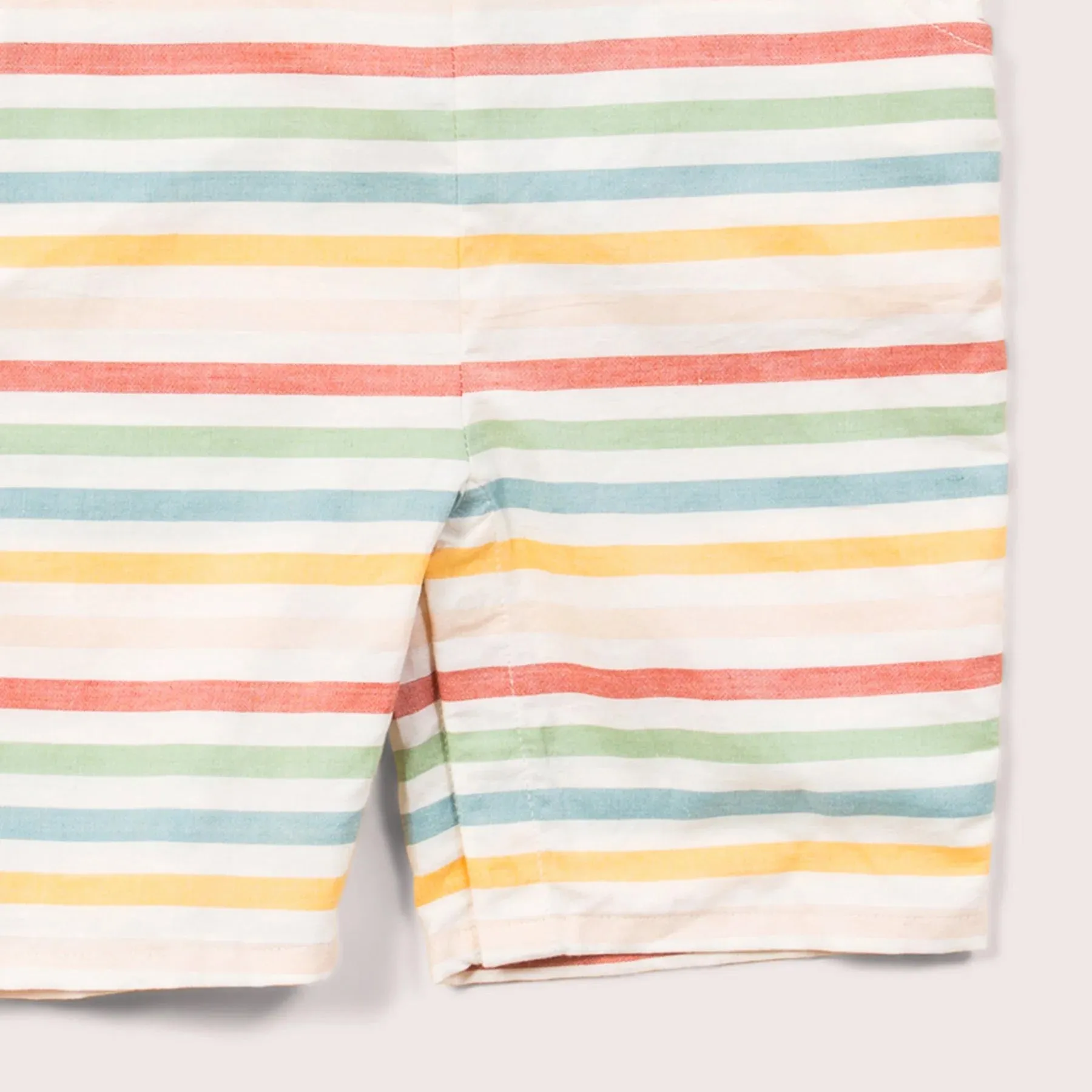Rainbow striped overall shorts